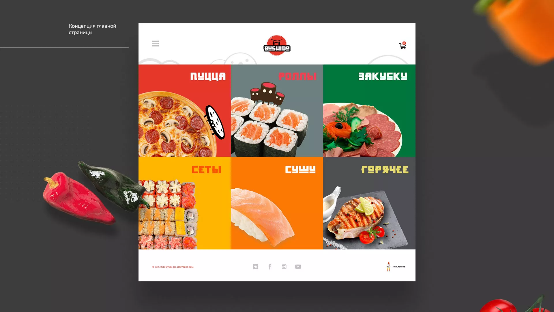 Разработка сайта для пиццерии «BUSHIDO» в Колпино